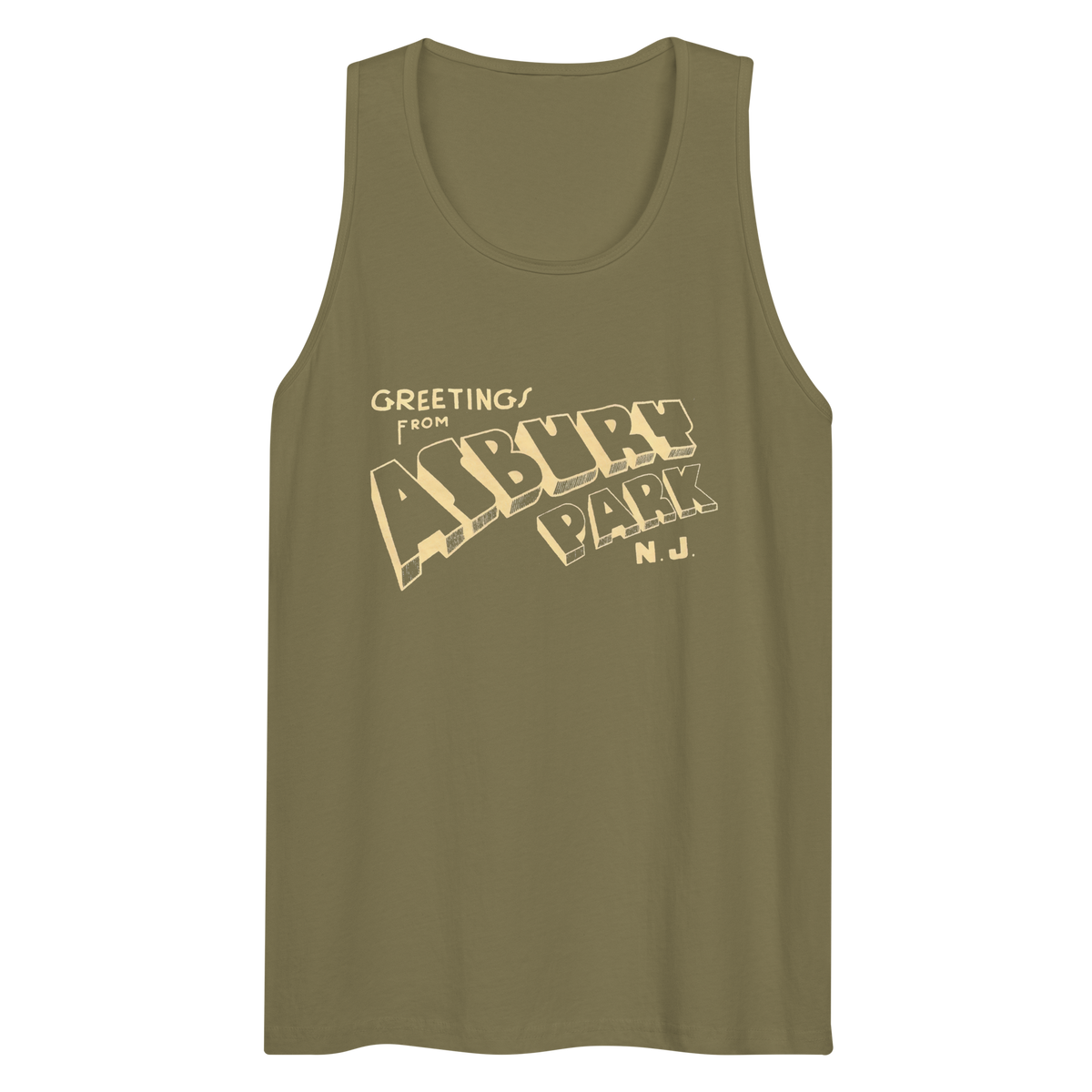 Greetings From Asbury Park - ASBURY PARK - Men’s premium tank top Military Green