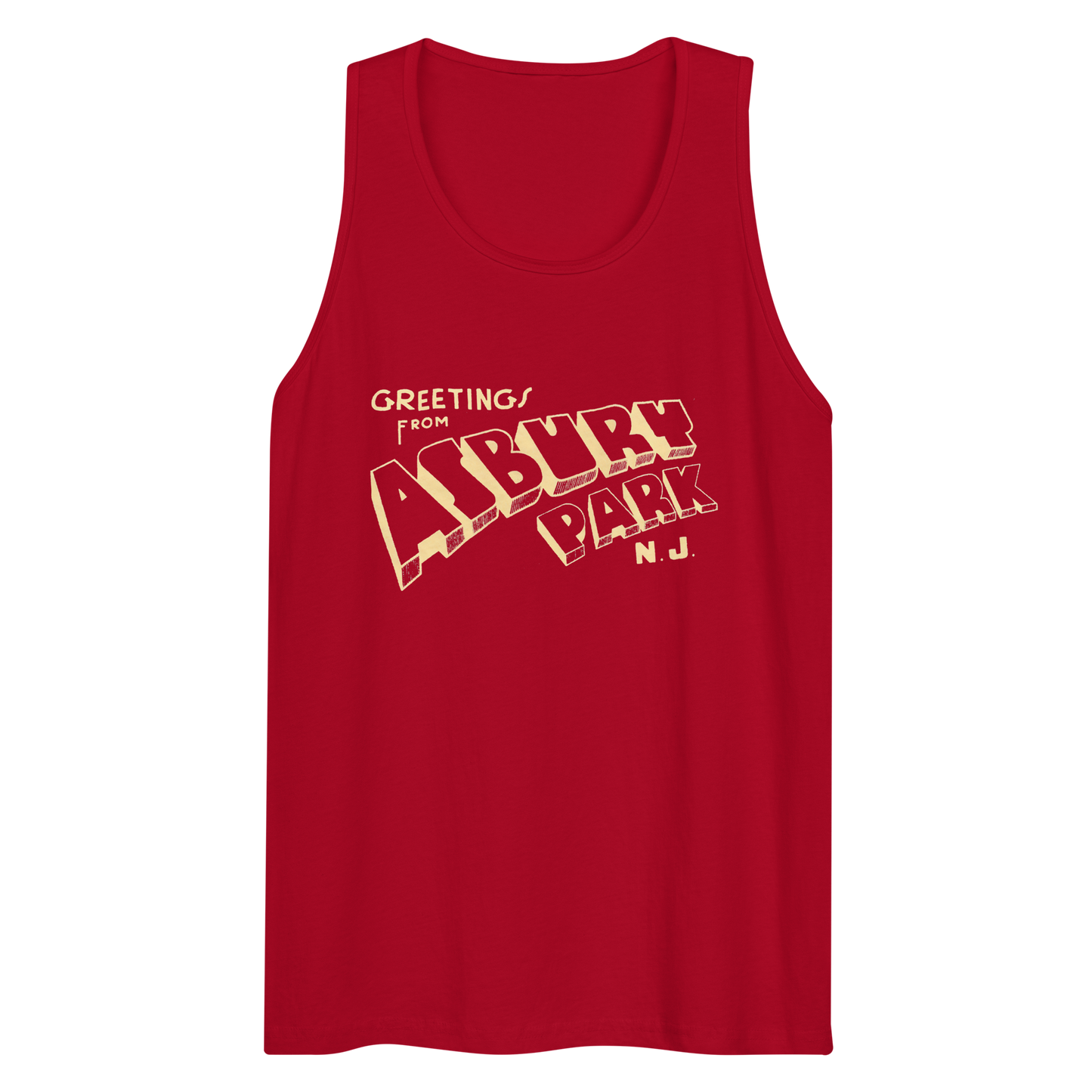 Greetings From Asbury Park - ASBURY PARK - Men’s premium tank top Red