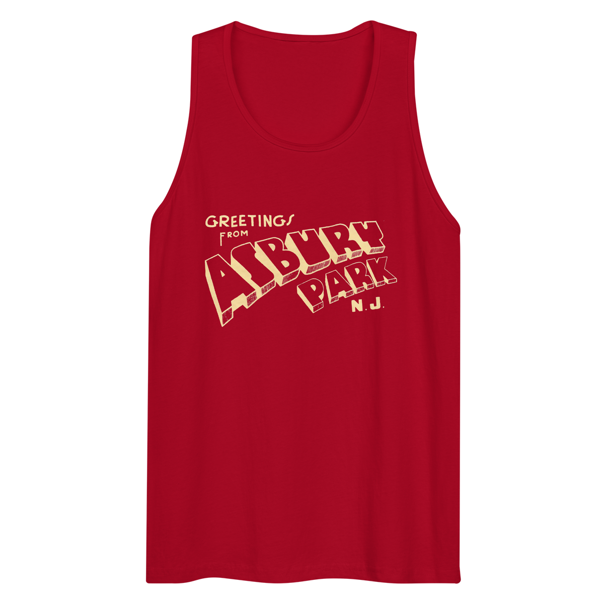 Greetings From Asbury Park - ASBURY PARK - Men’s premium tank top Red