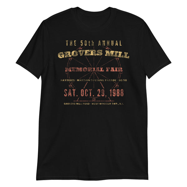 Grovers Mill Memorial Fair West Windsor NJ War of the Worlds t-shirt, Black, front