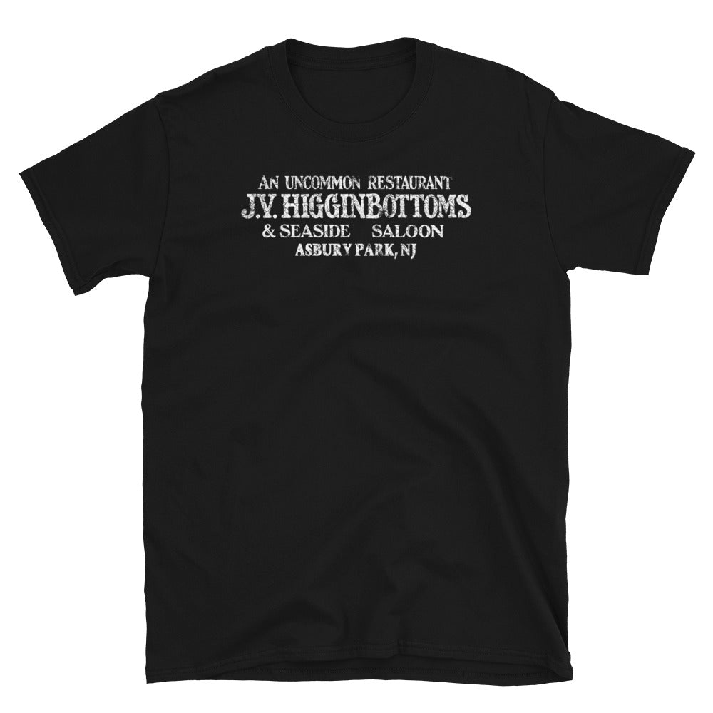 J.V. Higginbottoms Asbury Park NJ vintage t-shirt, Black, front