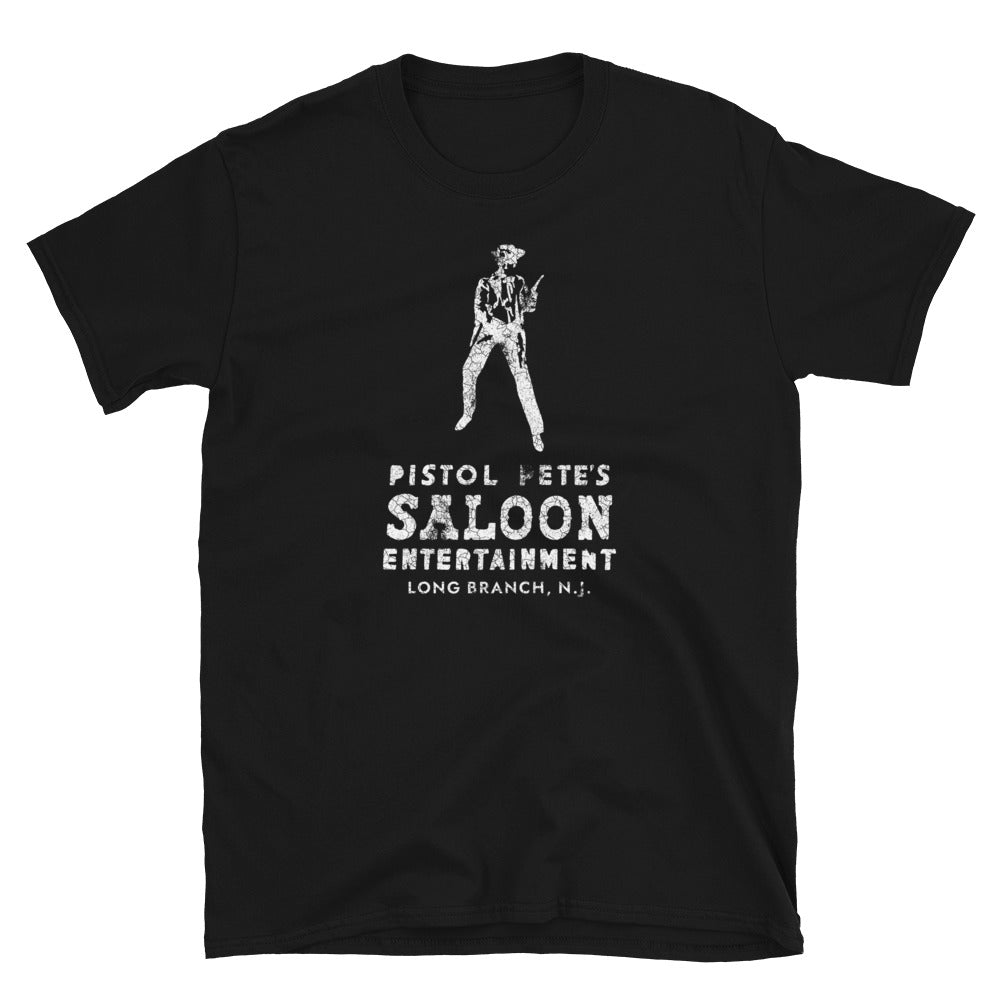Pistol Pete's Saloon Long Branch NJ vintage t-shirt, Black, front