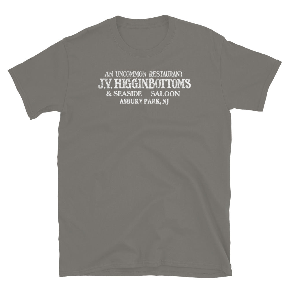 J.V. Higginbottoms Asbury Park NJ vintage t-shirt, Charcoal, front