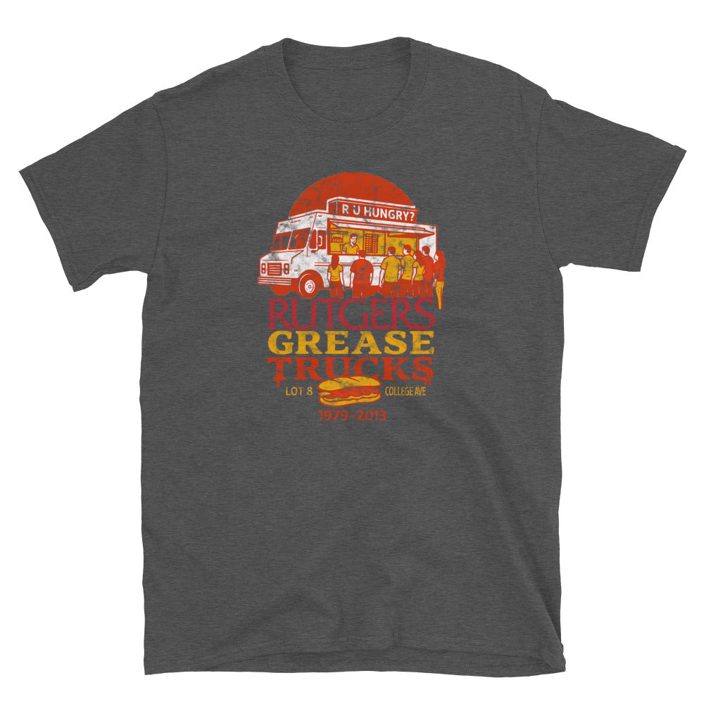 Rutgers Grease Trucks - NEW BRUNSWICK - Short-Sleeve Unisex T-Shirt Dark Heather Grey