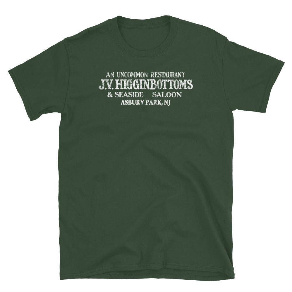 J.V. Higginbottoms Asbury Park NJ vintage t-shirt, Forest Green, front