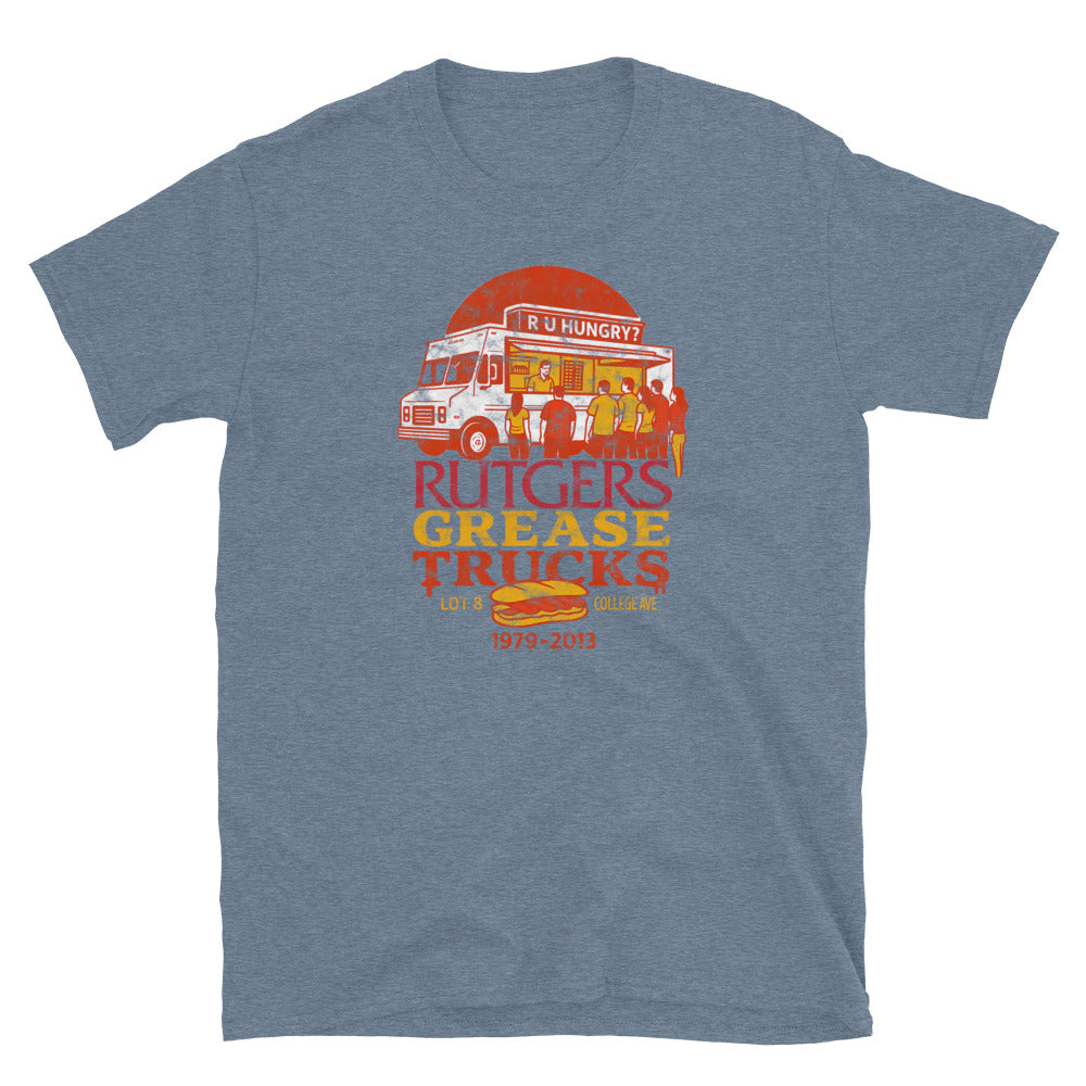 Rutgers Grease Trucks - NEW BRUNSWICK - Short-Sleeve Unisex T-Shirt Heather Indigo