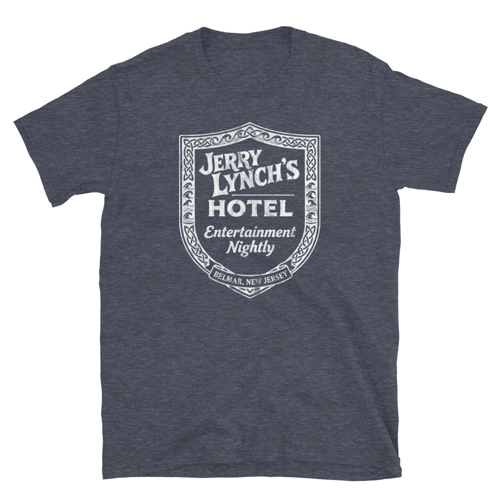 Jerry Lynch's Hotel - BELMAR - Short-Sleeve Unisex T-Shirt Heather Navy