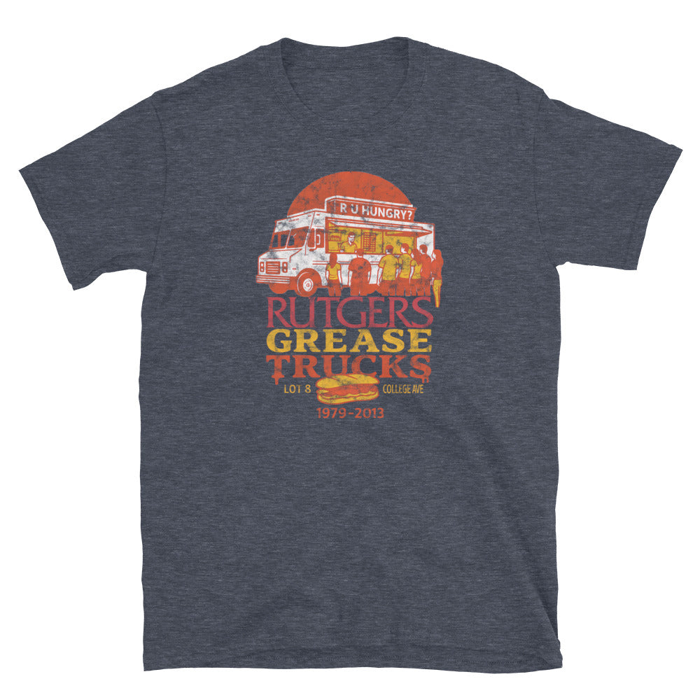 Rutgers Grease Trucks - NEW BRUNSWICK - Short-Sleeve Unisex T-Shirt Heather Navy