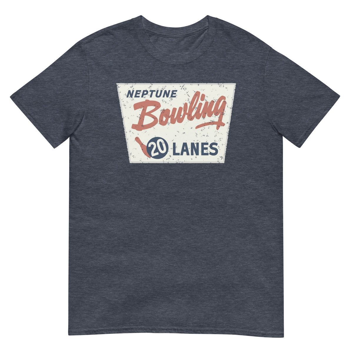 Neptune Bowling 20 Lanes Neptune NJ vintage t-shirt, Heather Navy, front