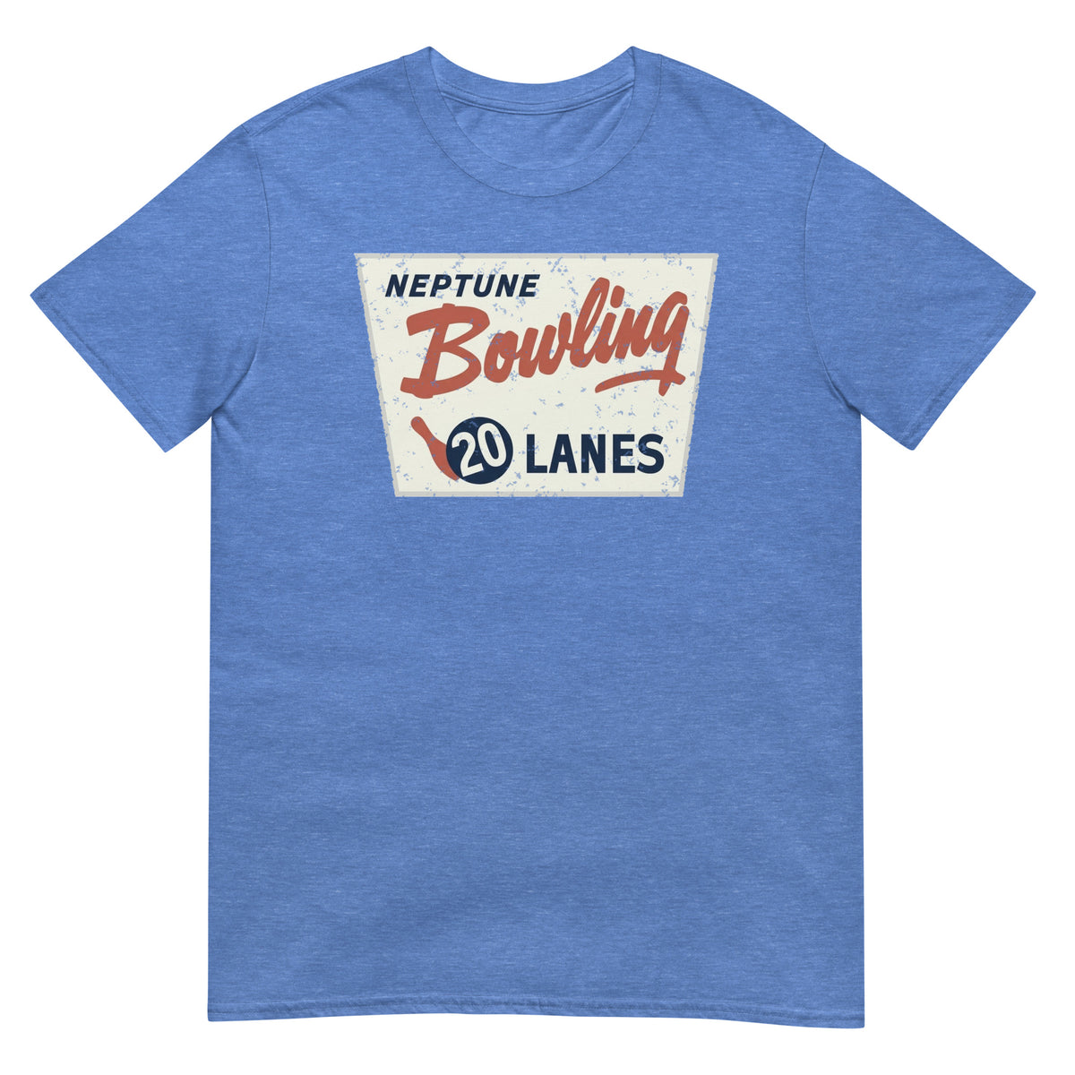 Neptune Bowling 20 Lanes Neptune NJ vintage t-shirt, Heather Royal, front