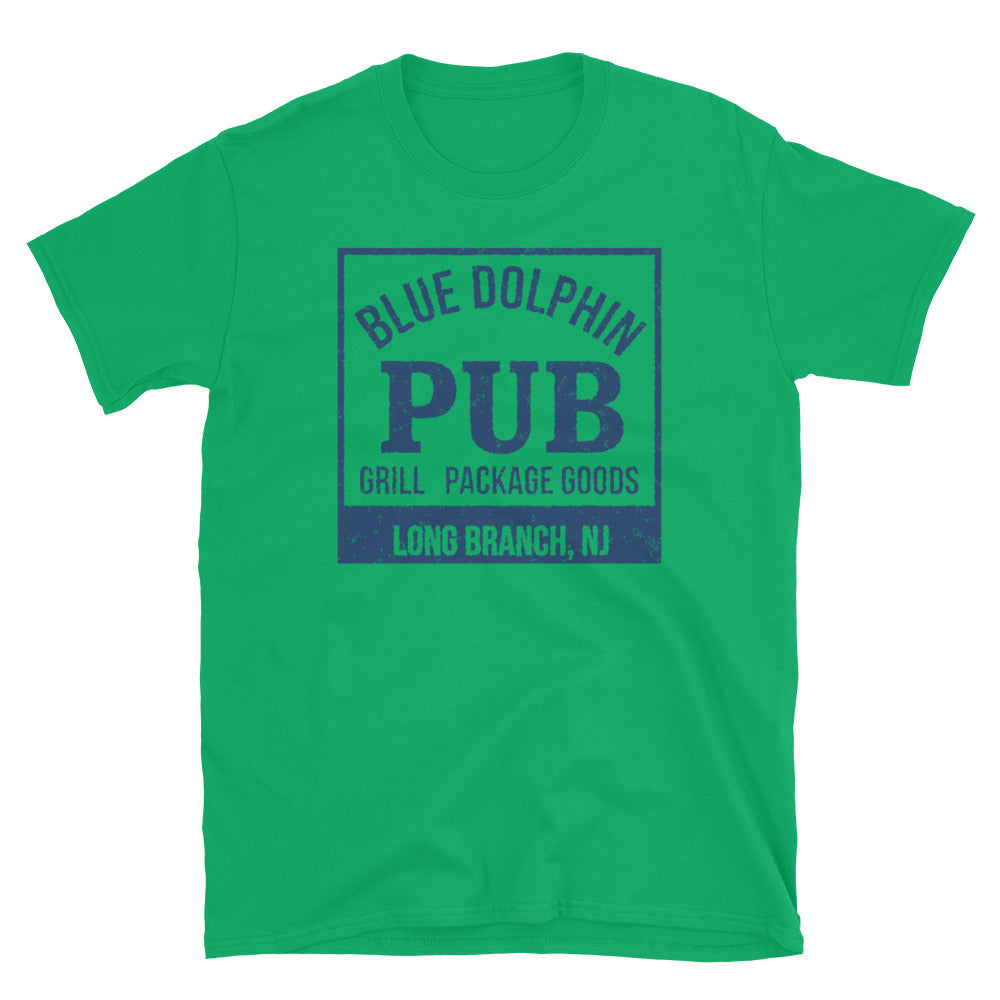 Blue Dolphin Pub Long Branch NJ vintage t-shirt, irish green, front