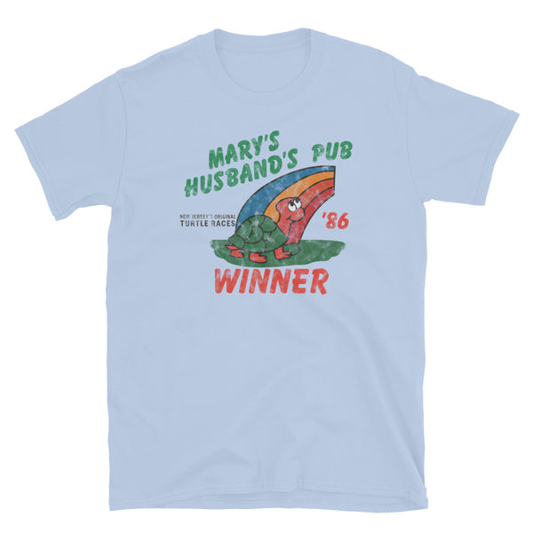 Mary's Husband's Pub / Turtle Race Winner '86 - BELMAR - Short-Sleeve Unisex T-Shirt Light Blue