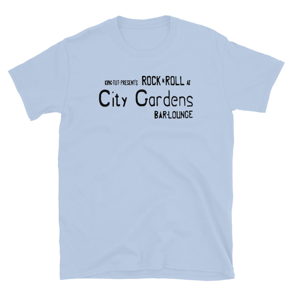 City Gardens Trenton NJ wall sign vintage t-shirt, Light Blue, front