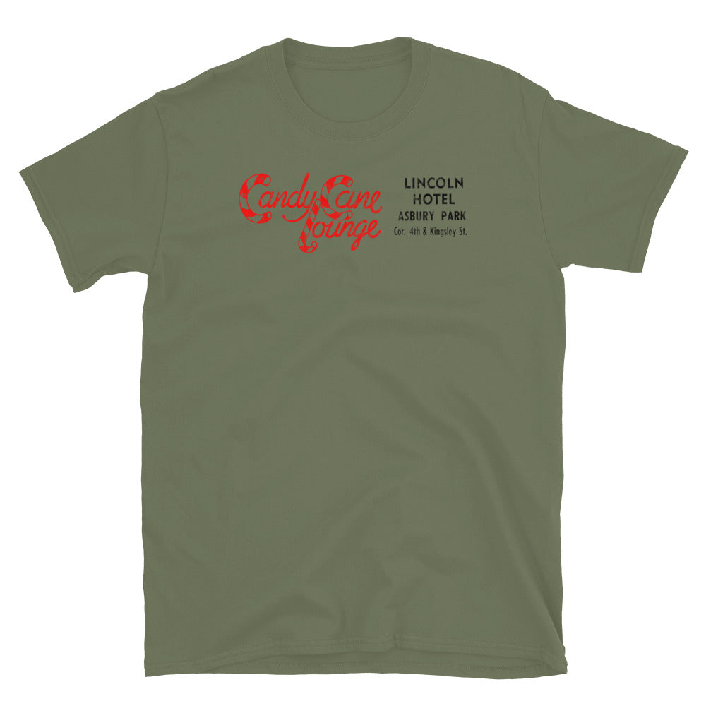 Candy Cane Lounge - ASBURY PARK - Short-Sleeve Unisex T-Shirt Military Green