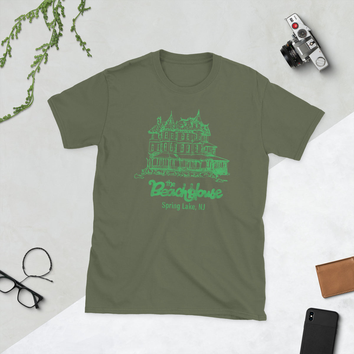 The Beach House - SPRING LAKE - Short-Sleeve Unisex T-Shirt Military Green