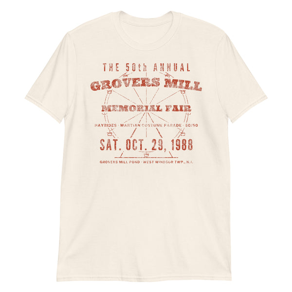 Grovers Mill Memorial Fair West Windsor NJ War of the Worlds t-shirt, Natural, front