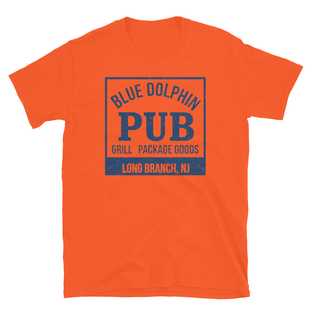 Blue Dolphin Pub Long Branch NJ vintage t-shirt, orange, front