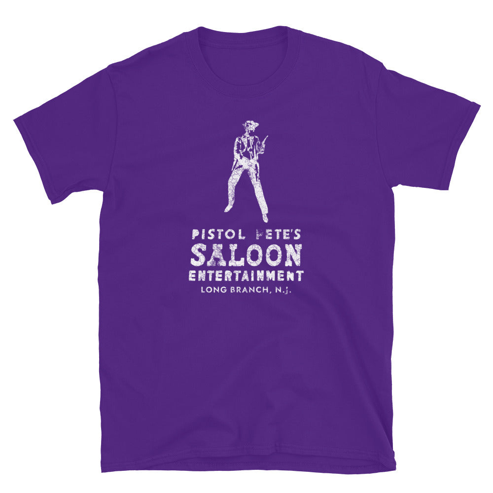 Pistol Pete's Saloon Long Branch NJ vintage t-shirt, Purple, front