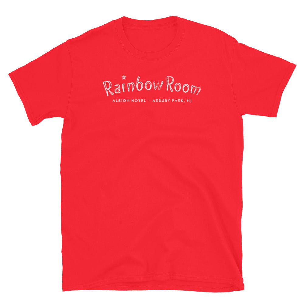 Rainbow Room Albion Hotel Asbury Park NJ neon sign vintage t-shirt, Red, front
