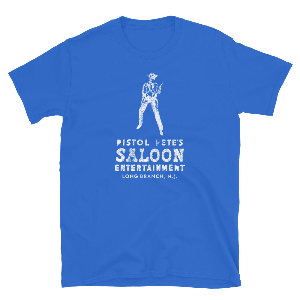 Pistol Pete's Saloon Long Branch NJ vintage t-shirt, Royal, front