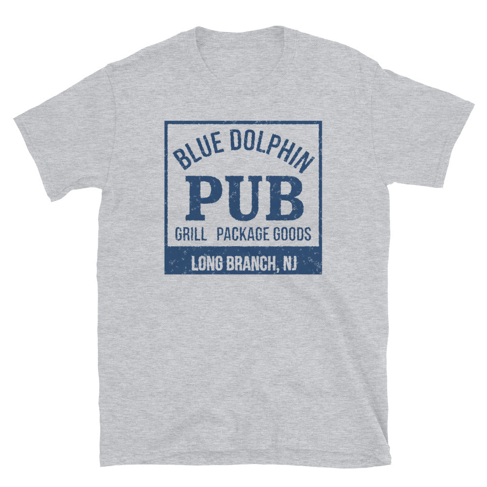 Blue Dolphin Pub Long Branch NJ vintage t-shirt, sport grey, front