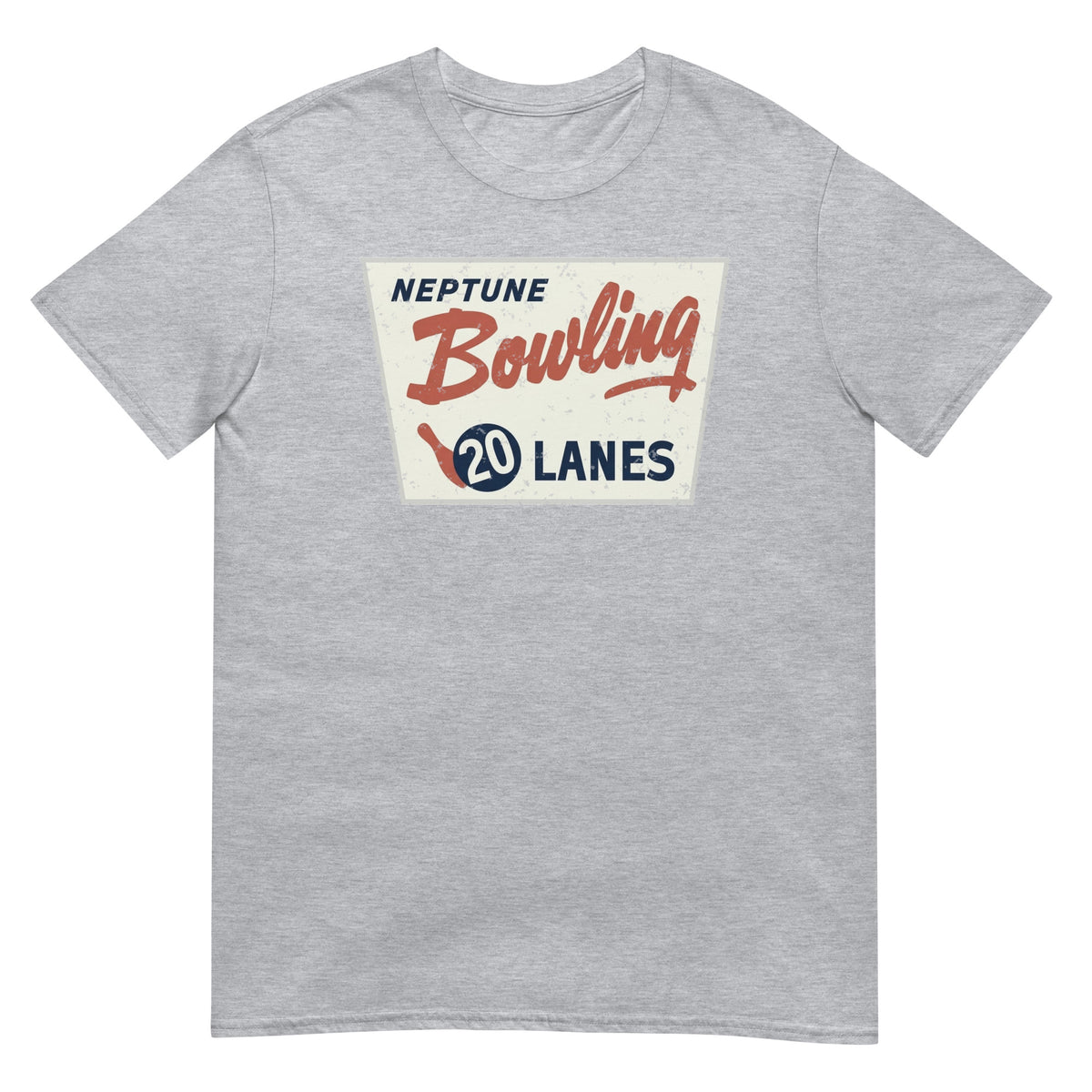 Neptune Bowling 20 Lanes Neptune NJ vintage t-shirt, Sport Grey, front