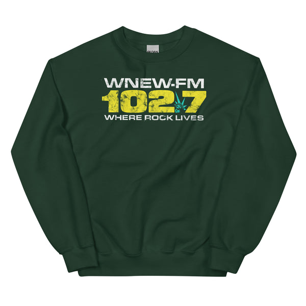 WNEW FM 102.7 Where Rock Lives - NEW YORK / NEW JERSEY / CONNECTICUT - Unisex Crewneck Sweatshirt Forest Green