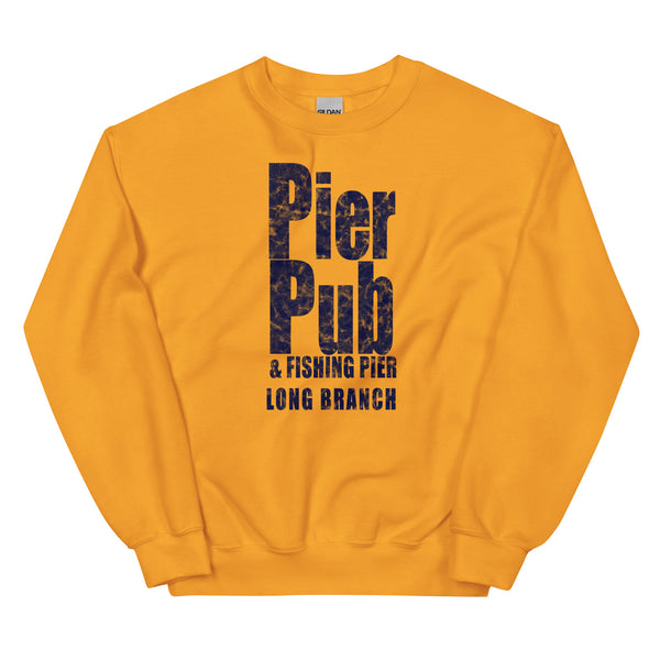Pier Pub & Fishing Pier Long Branch NJ vintage crewneck sweatshirt, Gold, front