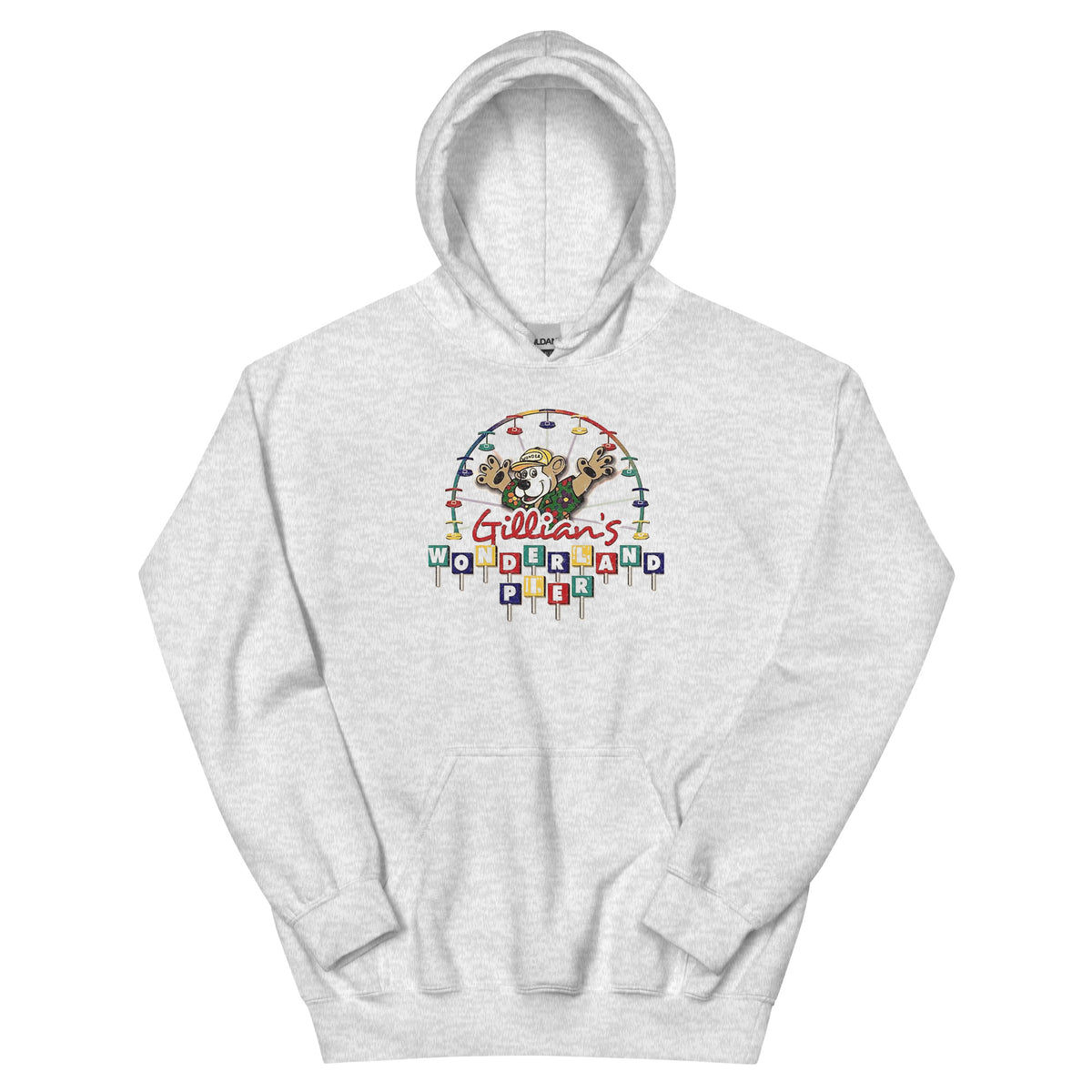 Gillian's Wonderland Pier Ocean City NJ vintage hoodie, Ash, front