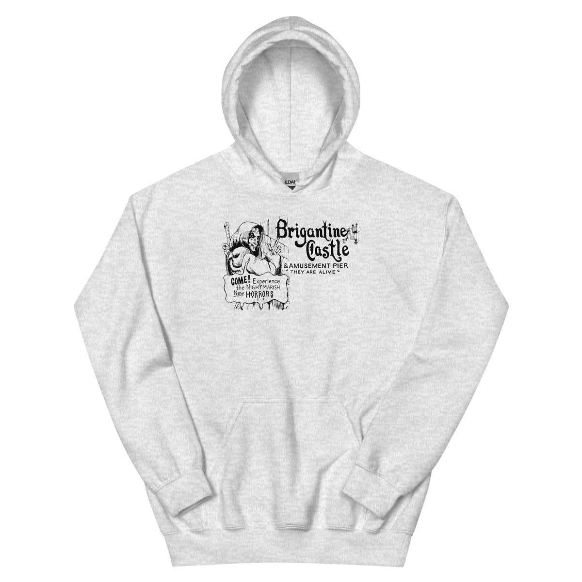 Brigantine Castle Brigantine NJ vintage hoodie, Ash, front