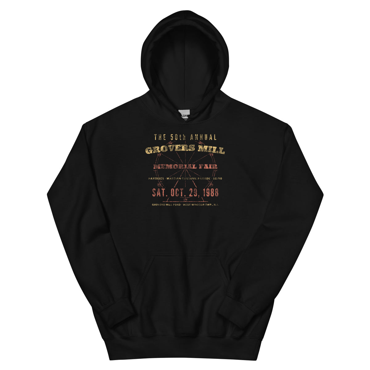 Grovers Mill Memorial Fair West Windsor NJ vintage hoodie, Black, front