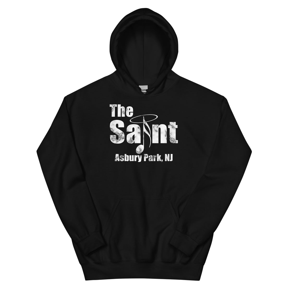 The Saint Asbury Park NJ vintage hoodie, Black, front