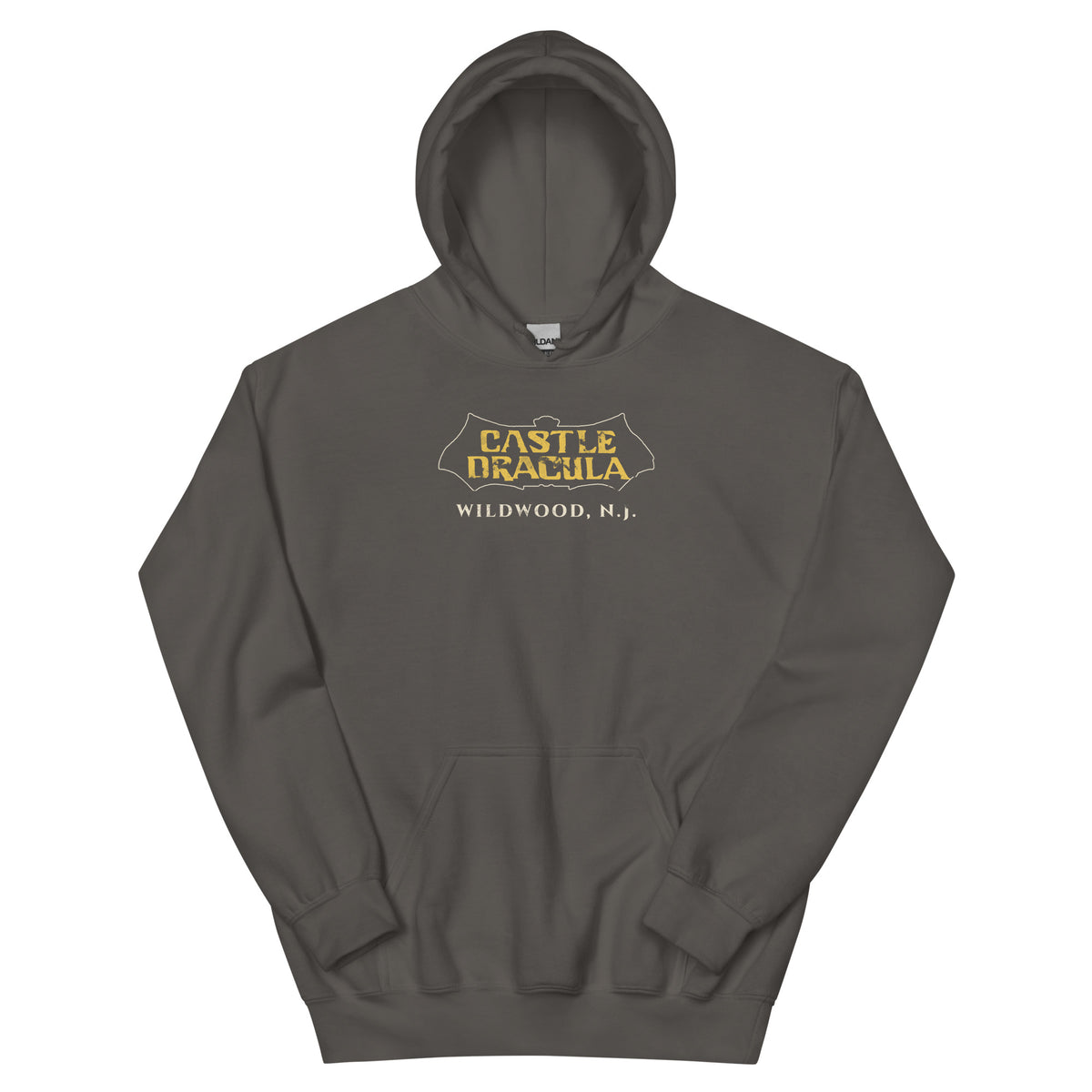 Castle Dracula Wildwood NJ vintage hoodie, Charcoal, front