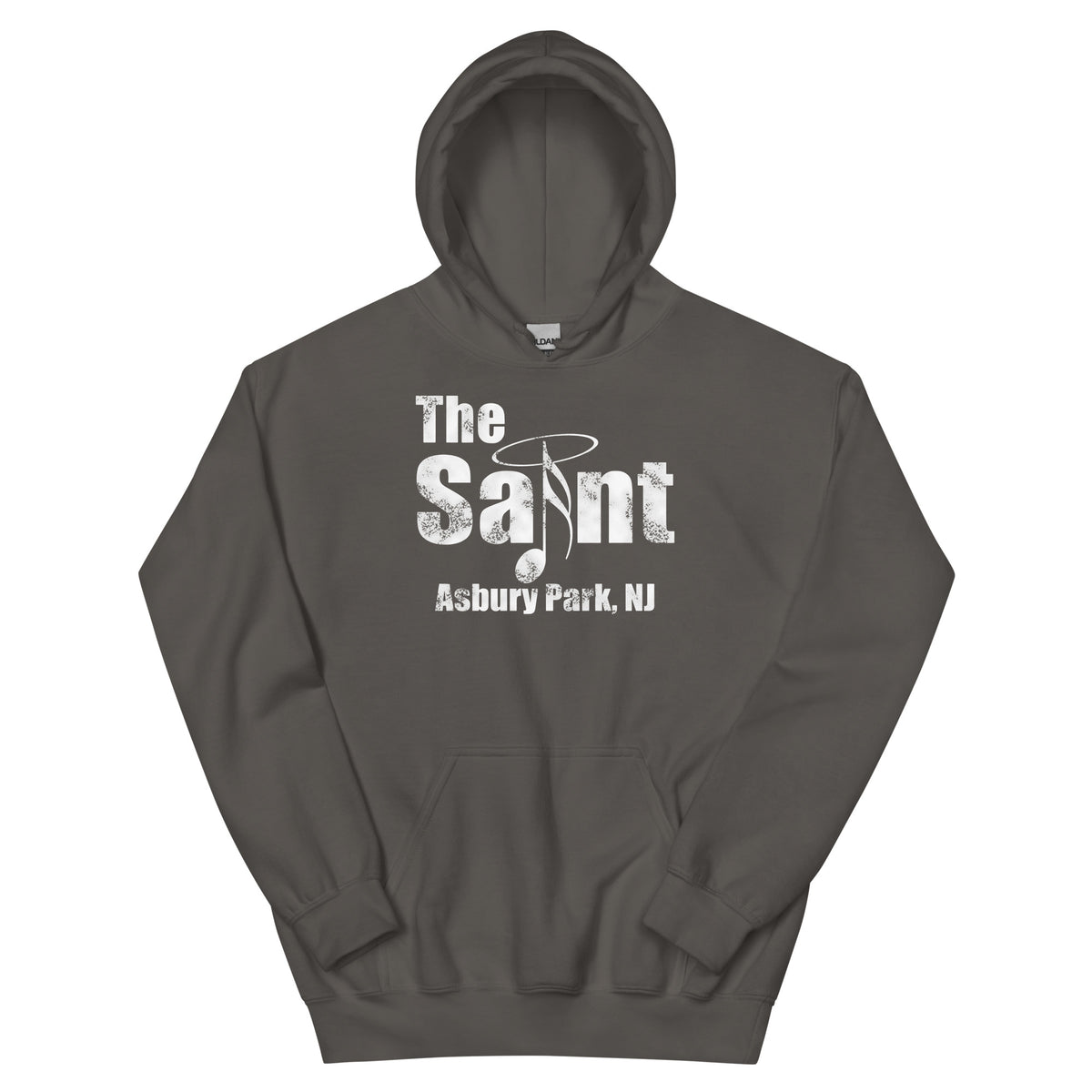 The Saint Asbury Park NJ vintage hoodie, Charcoal, front