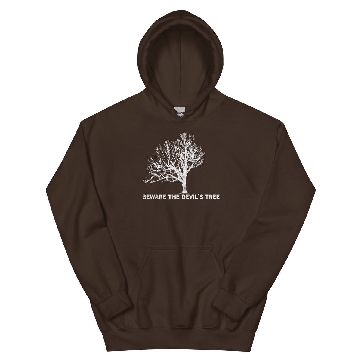 The Devil's Tree Bernards Township NJ vintage hoodie, Dark Chocolate, front