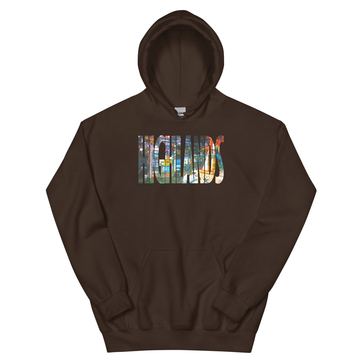Bud's Grave Highlands NJ vintage hoodie, Dark Chocolate, front