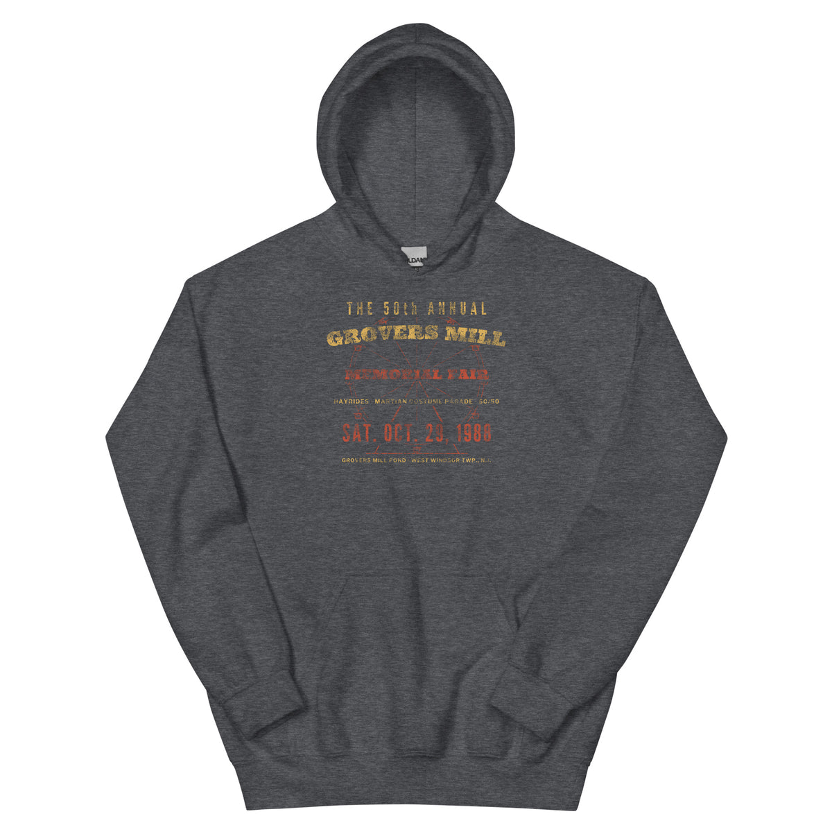 Grovers Mill Memorial Fair West Windsor NJ vintage hoodie, Dark Heather, front