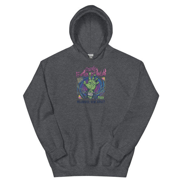 Castle Frankenstein Wildwood NJ vintage hoodie, Dark Heather, front