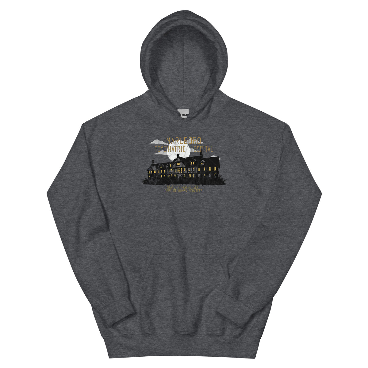 Marlboro Psychiatric Hospital Marlboro NJ vintage hoodie, Dark Heather, front