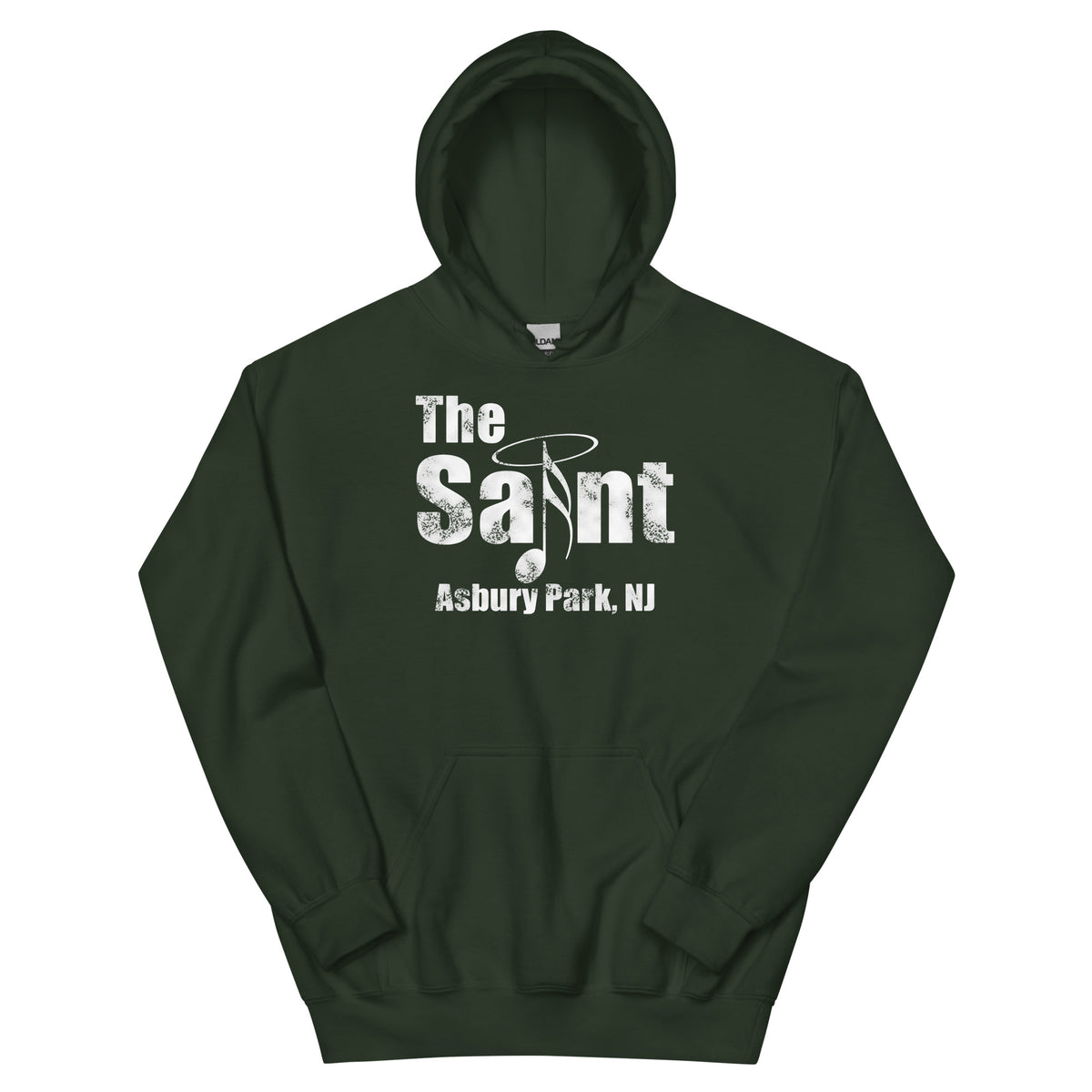 The Saint Asbury Park NJ vintage hoodie, Forest Green, front