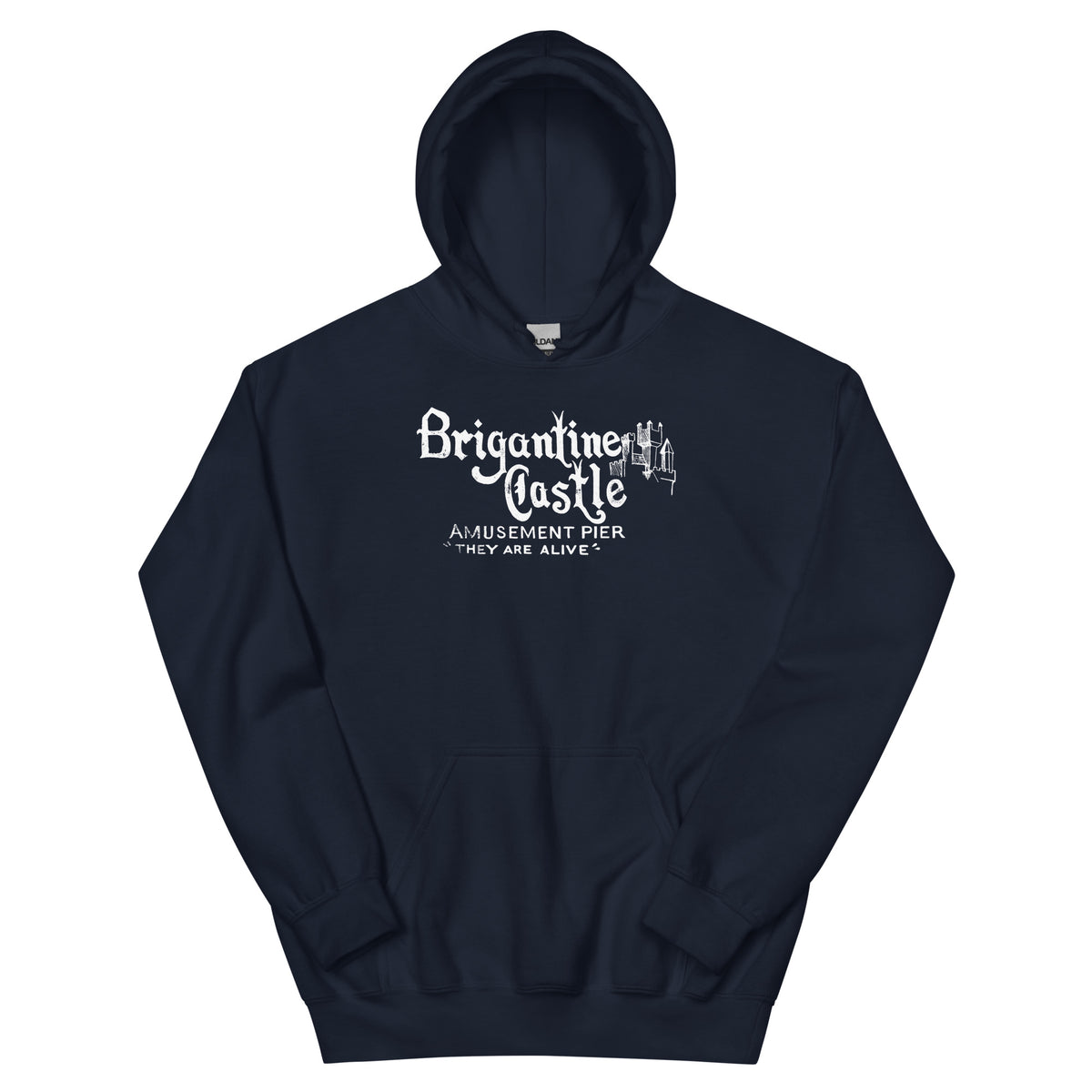 Brigantine Castle Brigantine NJ vintage hoodie, Navy, front