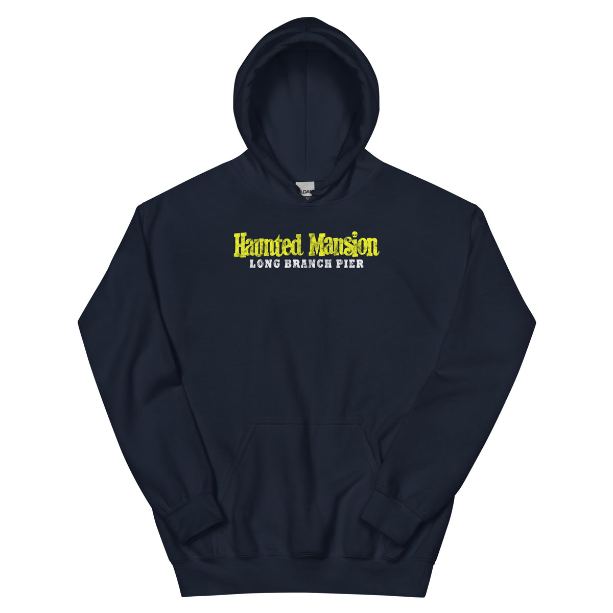 Haunted Mansion Long Branch NJ vintage hoodie, Navy, front