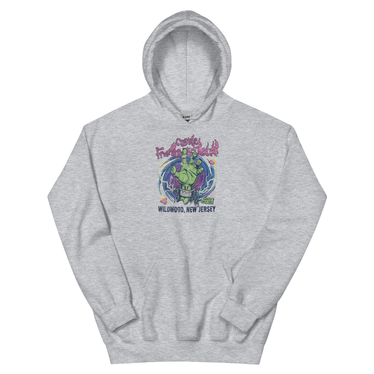 Castle Frankenstein Wildwood NJ vintage hoodie, Sport Grey, front