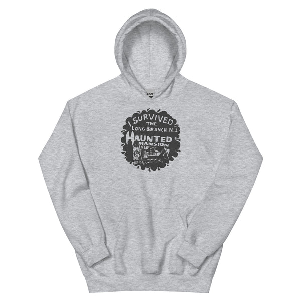 I Survived the Haunted Mansion Long Branch NJ vintage hoodie, Sport Grey, front