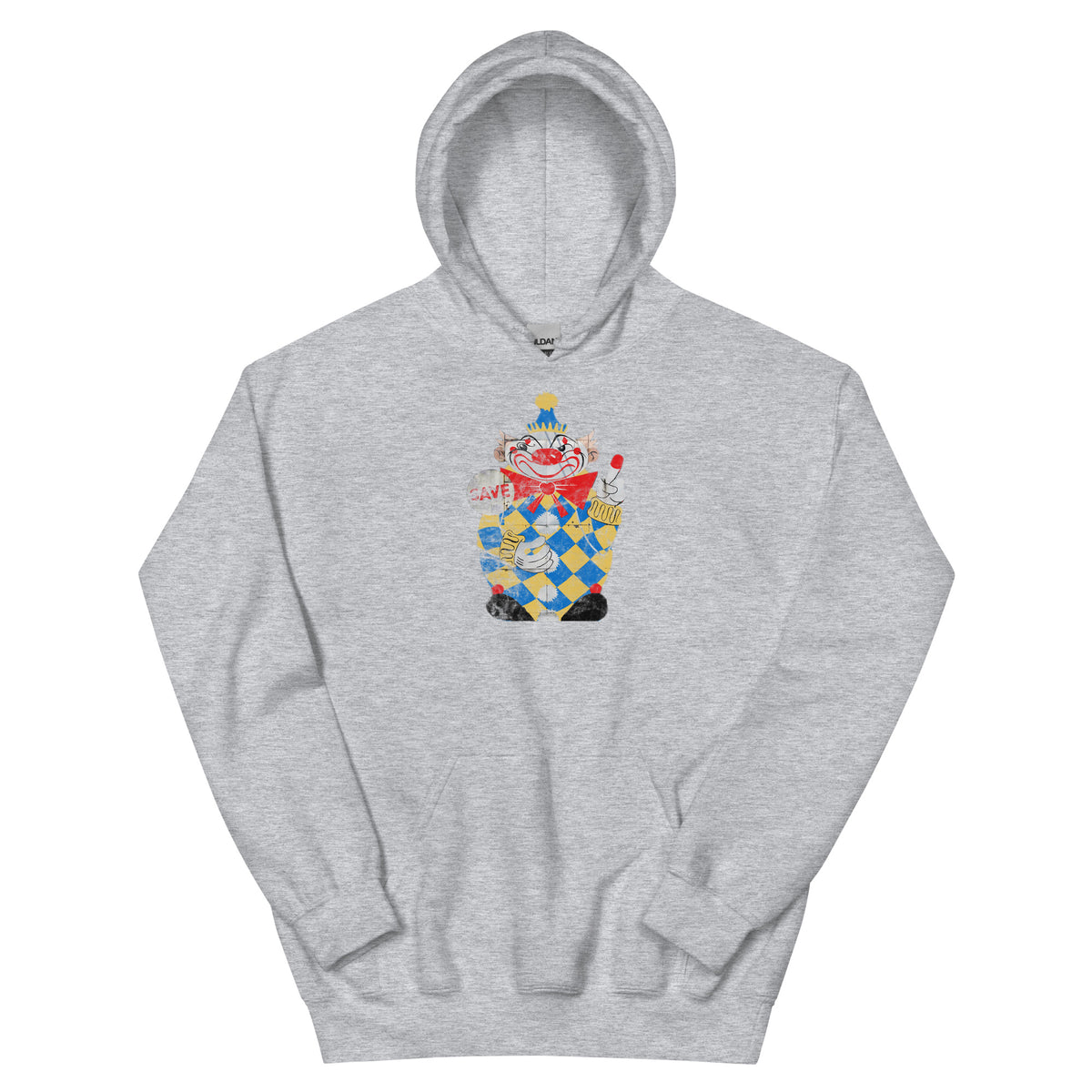 Calico The Evil Clown / Food Circus Middletown NJ vintage hoodie, Sport Grey, front