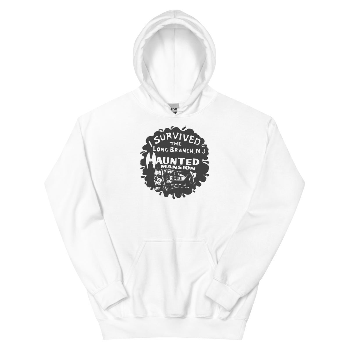 I Survived the Haunted Mansion Long Branch NJ vintage hoodie, White, front