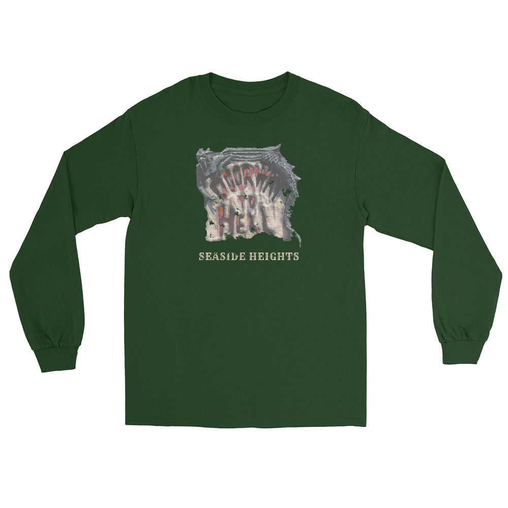 Doorway to Hell Seaside Heights NJ vintage long sleeve shirt, Forest Green, front