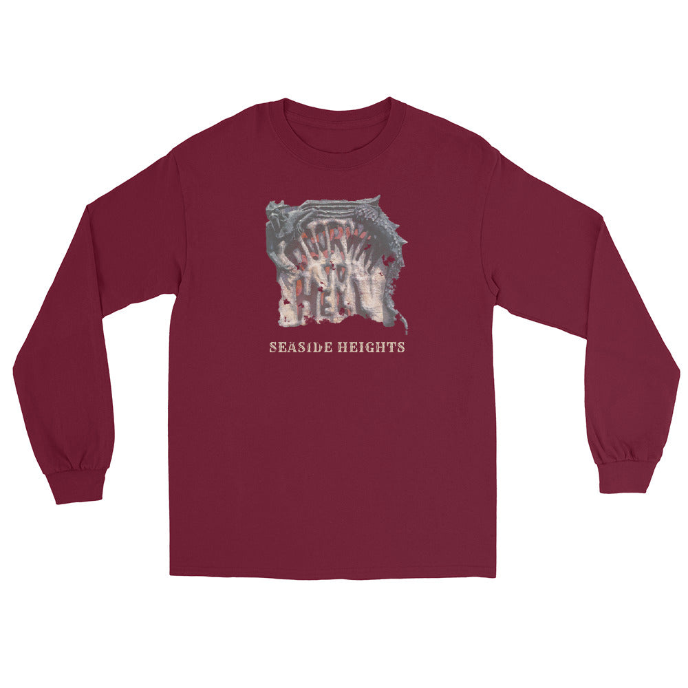 Doorway to Hell Seaside Heights NJ vintage long sleeve shirt, Maroon, front