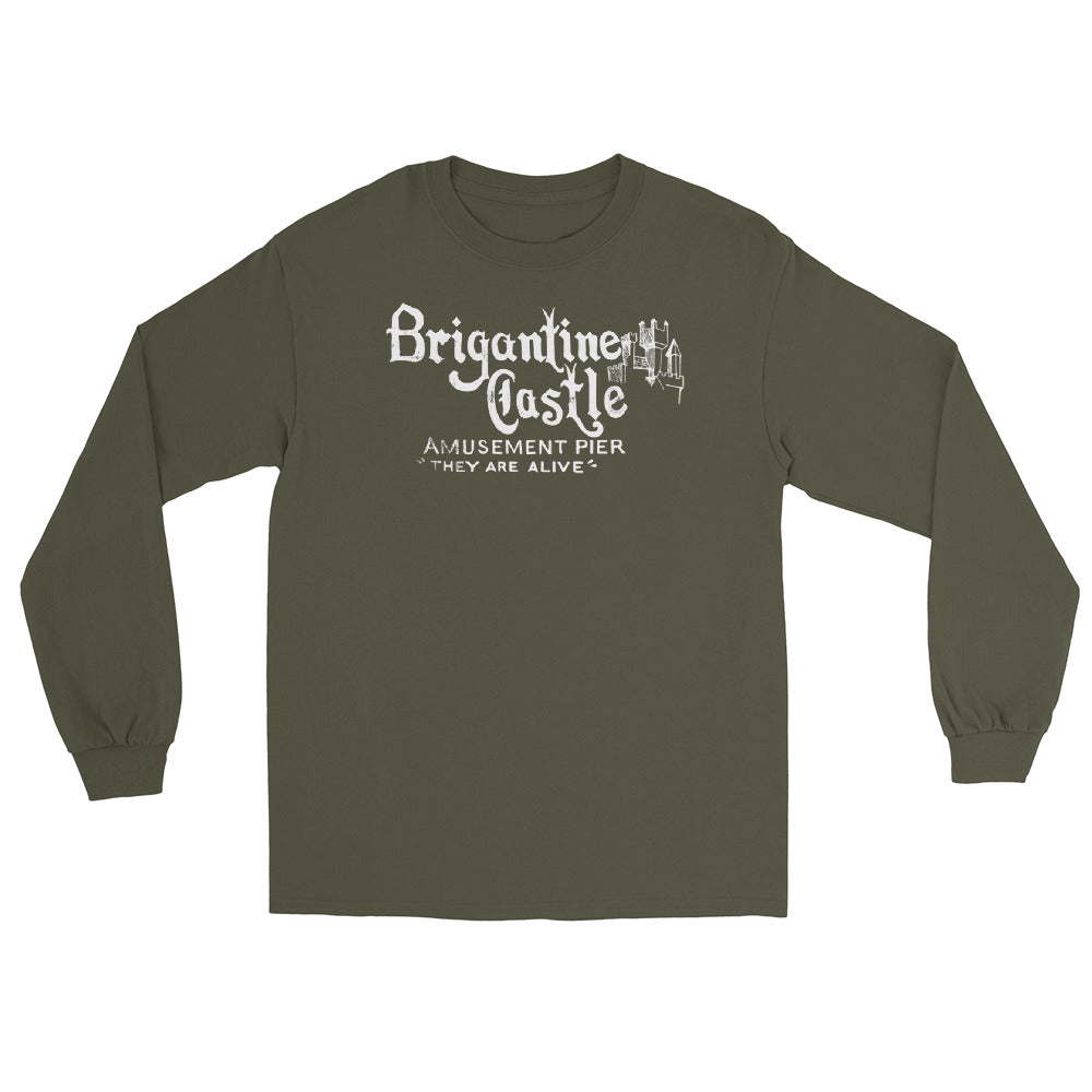 Brigantine Castle Brigantine NJ vintage long sleeve shirt, Military Green, front