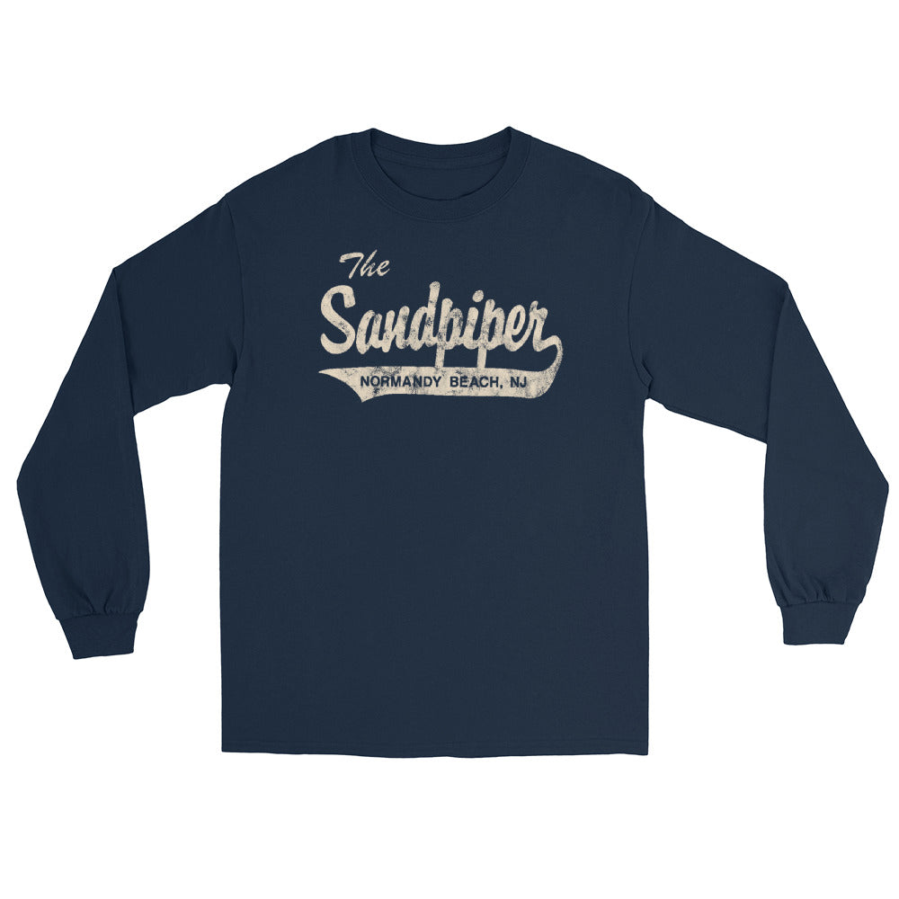 The Sandpiper Normandy Beach NJ vintage long sleeve shirt, Navy, front